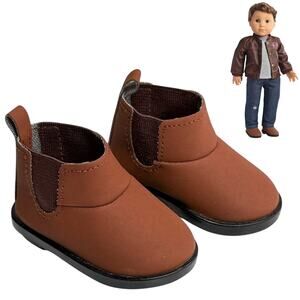 American Girl Doll Boots Logan Performance Outfit Accessories Brown Faux Leather